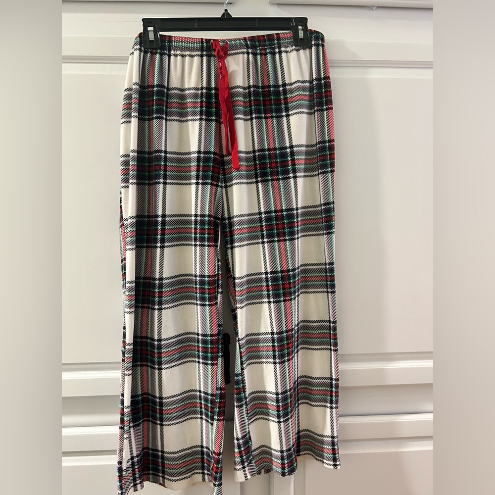 Plaid Lounge Pants with Red Drawstring